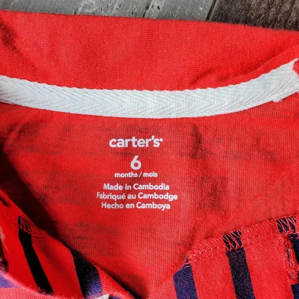 Carter's 3 Piece Baby Boy 6m Top Bundle 100% Cotton Red Blue NWOT